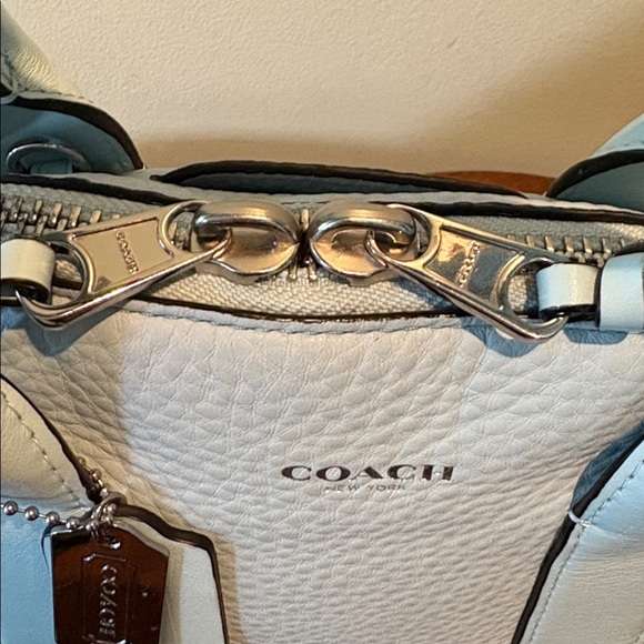 Coach Bleecker Preston mini bag Satchel Buffalo pebbled leather Lt blue seafoam - Picture 4 of 17